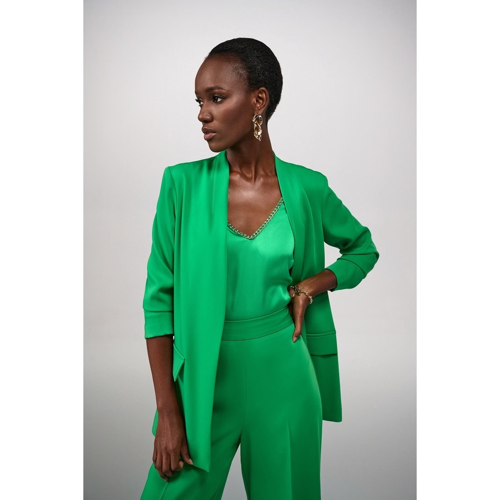 Joseph Ribkoff Women's‎ Bright Green Collarless Longline Blazer Style Size 10